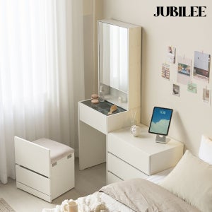 주빌리 지니아 수납거울 화장대 스툴세트 틈새수납장 틈새 화장대