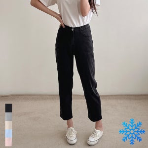 여성 여름 청바지 보이핏 스판 하이웨스트 인밴딩 블랙진 쿨링 키작녀 데님 빅사이즈 팬츠