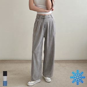 여성 여름 와이드 청바지 블랙진 투핀턱 스판 하이웨스트 쿨링 인밴딩 키작녀 빅사이즈