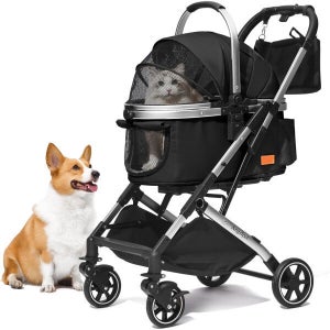 엔젤펫 강아지 고양이 노령견 유모차 개모차 바구니 분리형 오토폴딩