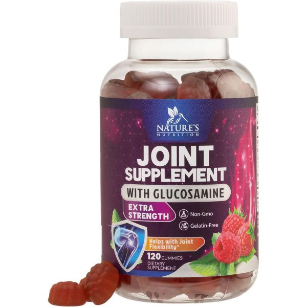 Nature’s Nutrition 관절 지지 구미 글루코사민 플러스 비타민 E - 허리, <b>무릎</b> 및 손의 간헐적 불편함을 위한 <b>네이처</b>의 보충제 연골 건강 유연성 지원 120