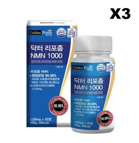 골든프라임 흡수력좋은 닥터 리포좀 NMN 1000mg <b>노화방지</b> nad+ 120정, 3개