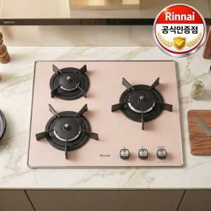 린나이 가스레인지 설치가능 3구 빌트인 가스쿡탑 핑크 타공560X480 PF3041PD