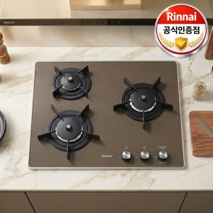린나이 가스레인지 설치가능 3구 빌트인 가스쿡탑 브라운 타공560X480 PF3031BD