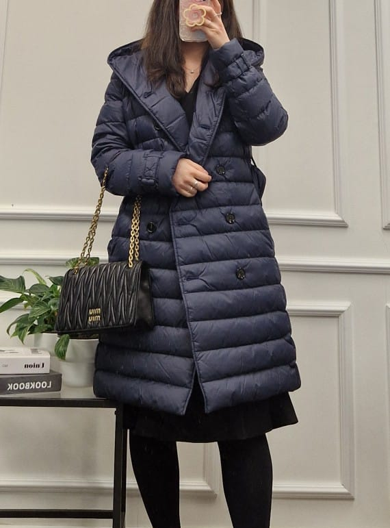 버버리 WITLEY 여성 벨티드 롱 다운 패딩 위틀리 인디고 퍼플 80911091