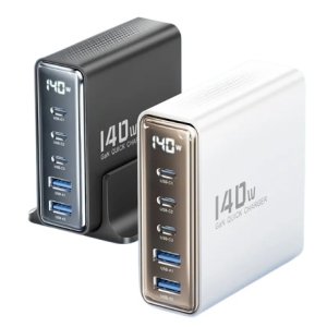 업소용 고속 충전기 USB C 타입 핸드폰 멀티포트 5포트 PD 동시충전 140W 블랙 한국형