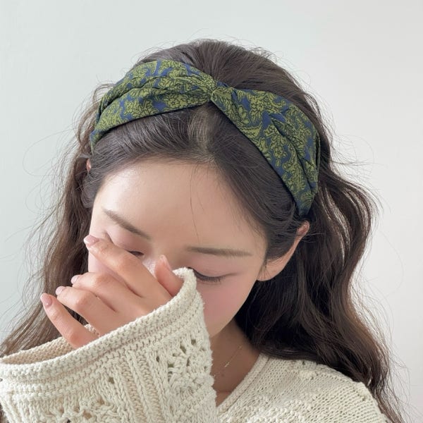 보헤미안 페이즐리 반다나머리띠 와이드 꼬임헤어밴드