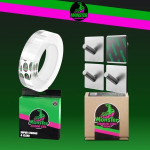 [단독구성] 몬스터 겔 강력 양면테이프 클리어겔 3m + 스테인리스 304 후크 4P 세트