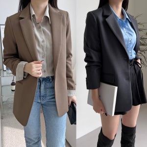 여자 정장자켓 오버핏 원버튼 투버튼자켓 베이직 테일러드재킷 블랙 베이지
