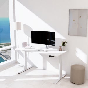 쿠잉 듀얼모터 전동모션데스크 높이조절 높낮이조절책상 스탠드 테이블 1200x750mm, 우드 상판X블랙 프레임