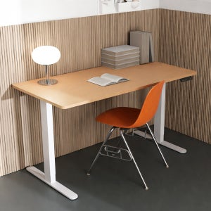 쿠잉 듀얼모터 전동모션데스크 높이조절 높낮이조절책상 스탠드 테이블 1400x750mm, 우드 상판X블랙 프레임