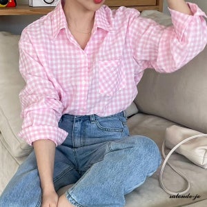 여성여름셔츠 시어서커 셔츠 지지미 아사면 블라우스 체크 거즈 남방