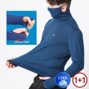 1+1 MOLEX 여름 남성 엄지홀 마스크 티셔츠 쿨 냉감 티 작업복 긴팔 골프이너웨어 382