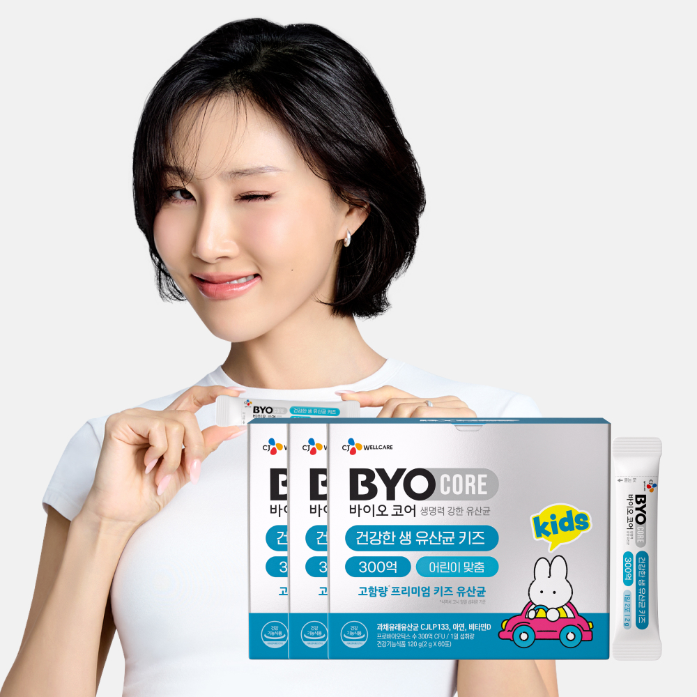 CJ 바이오코어 건강한 생 유산균 키즈 300억 보장 부자유산균 60포, 3개
