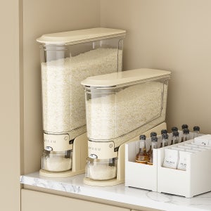 대용량 밀폐 쌀통 슬림 원터치 계량 쌀 보관통 보관용기 냉장고 잡곡통 5kg 10kg