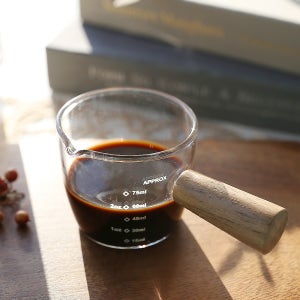 우드 손잡이 내열유리 에스프레소 샷잔 커피 샷글라스 100ml