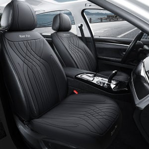 리버폭스 차량용방석 럭셔리 풀커버 타공 가죽방석 2025년형 앞좌석+등커버, 블랙, 1P
