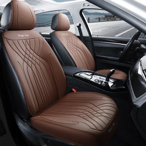 리버폭스 차량용방석 럭셔리 풀커버 타공 가죽방석 2025년형 앞좌석+등커버, 브라운, 1P