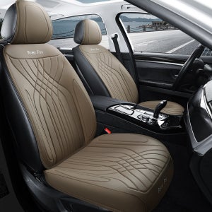 리버폭스 차량용방석 럭셔리 풀커버 타공 가죽방석 2025년형 앞좌석+등커버, 토프브라운, 1P