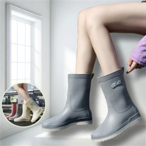 여성 미들 패션 레인 부츠 여름 장마철 방수 장화 여자 베이직 캐주얼 워커 레인슈즈
