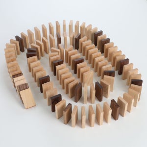 나무 블럭 놀이 소공 도미노 게임 100pcs 원목 장난감 소근육 발달 인지 두뇌 운동