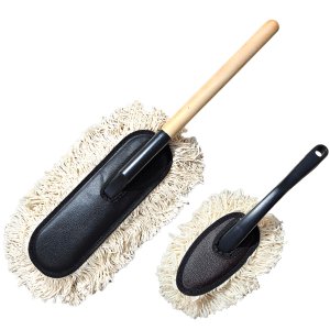 차량용 2in1 면사 오일코팅 먼지떨이개 대형+미니 먼지털이 세트