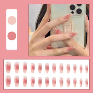 붙이는 네일팁 가짜 손톱 연장 치크네일 핑크