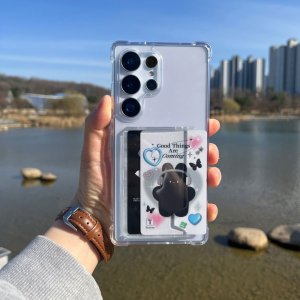 변색없는 방탄 범퍼 카드 2장 수납 케이스 투명, 갤럭시S23 울트라