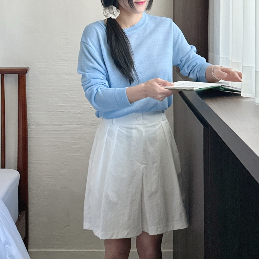 코발트블루 파란색 초록색 소라색 하늘색 시스루 여성 봄 여름 얇은 니트 티