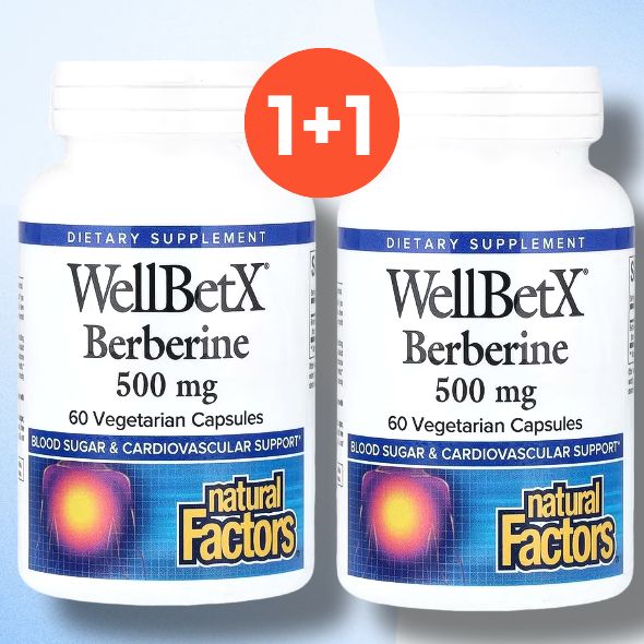 1+1 네추럴팩터스 <b>베르베린</b> 500mg <b>WellBetX</b> 베지캡슐 60정 1000mg/하루