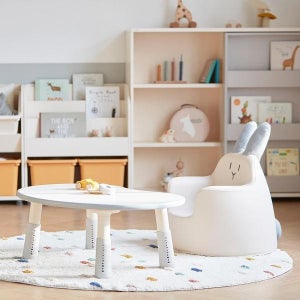 일룸 팅클팝 피넛형 좌식 책상 830x550mm, IVGY(아이보리+그레이)