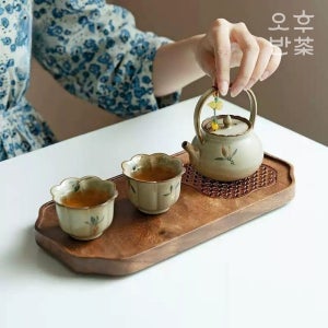 골드 앤틱 난초꽃 꽃망울 도자기 다도세트 다반 차판 차쟁반 티트레이 다기세트 125ml
