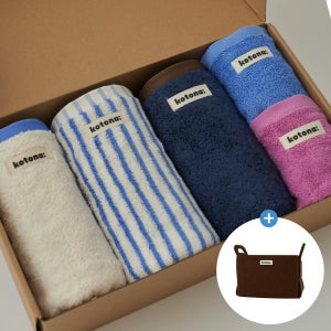 코토나 홈바디 타월 핸드타월 세트 선물포장 집들이 선물 200g 펠트바구니, 기프트 세트, 3+2장