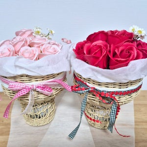 딸기아이스크림콘 꽃바구니 로즈데이 생일 핑크장미 비누꽃 연인선물 여자친구 꽃다발 스승의날