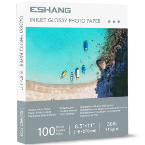 ESHANG 광택 얇은 프린터 용지 8 5X11 인치 100 장 DIY 칩 백 및 커스텀 파티 30파운드 선호
