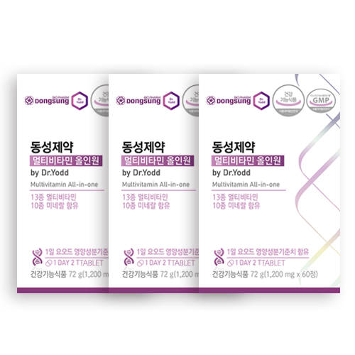 동성제약 멀티비타민 올인원 by DrYodd 종합 <b>아이오딘</b> 수험생 영양제 60정, 3개