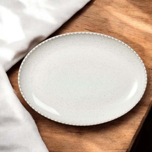 오트밀 타원접시 미토 도자기 파스타 샐러드 한식 일식 분식 업소용 다용도 그릇 L