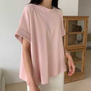 럭키룸 분또 셀리 카브라 티셔츠 루즈핏 훌 반팔티 아이 핑크 블랙