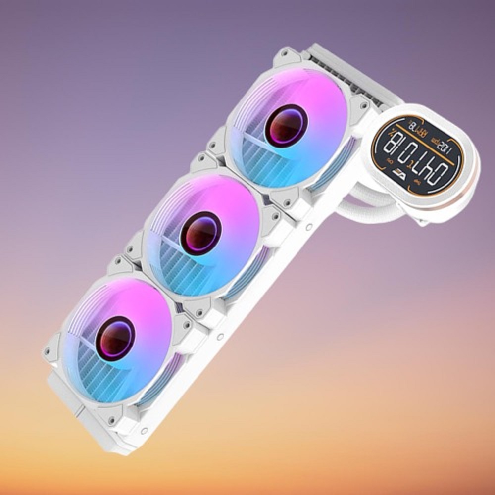 다크플래쉬 웨이브 DH-360D ARGB 화이트 온도표시 3열 수냉쿨러