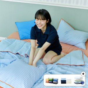 [풀세트]믹스앤매치 데뮤어 스트라이프 순면 뱀부서커 여름 이불베개세트+ 매트커버or여름패드