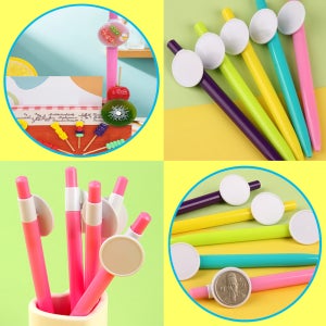 원형 레진 아트 데코 볼펜 5개입 비비드한 컬러 꾸미기 공예