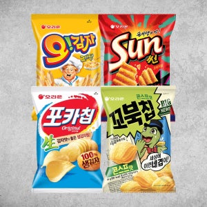 오리온 최고스낵 4묶음 170g 3개 봉지과자 번들 꼬북칩 썬칩 오감자 포카칩