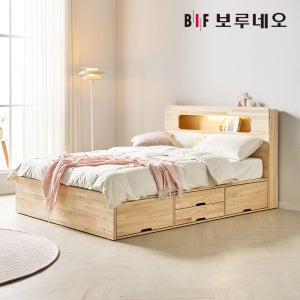 보루네오 코지 4서랍 편백나무침대 원목 수납헤드 더블 본넬매트리스
