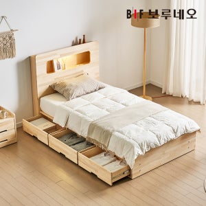 보루네오 코지 3서랍 편백나무침대 원목 수납헤드 슈퍼싱글 프레임