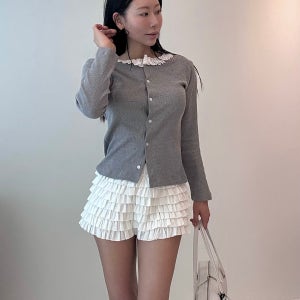 레이스숏 미니스커트 프릴 치마바지 길감