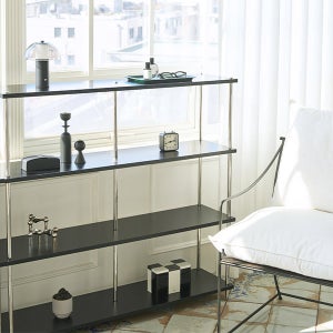 스칸디아 플랫라인 와이드 1200 스틸 선반장 진열장 1200X300X1128mm, 4단, 블랙