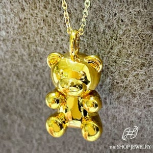 24K 순금 99.9% 행운 통통 곰돌이 할로우 여자 목걸이 펜던트 선물