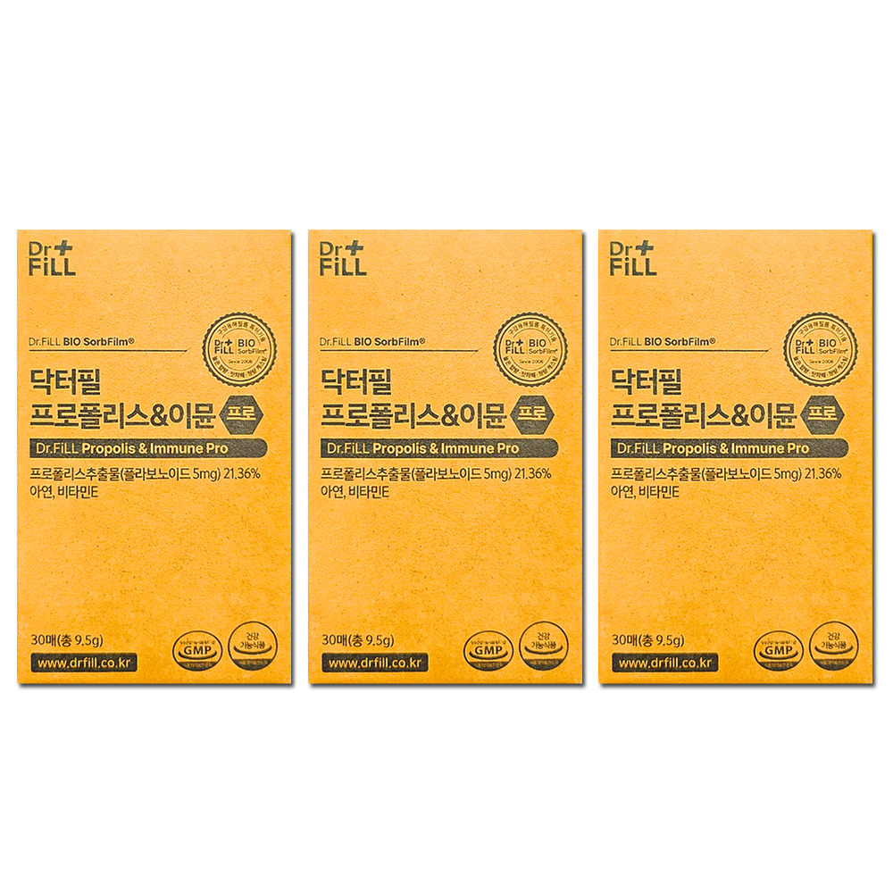 닥터필 <b>필름형 프로폴리스</b> 이뮨 프로 318.3mg 30매 3박스