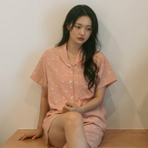 인견 반팔 잠옷세트 여성용 얇은 여름 파자마