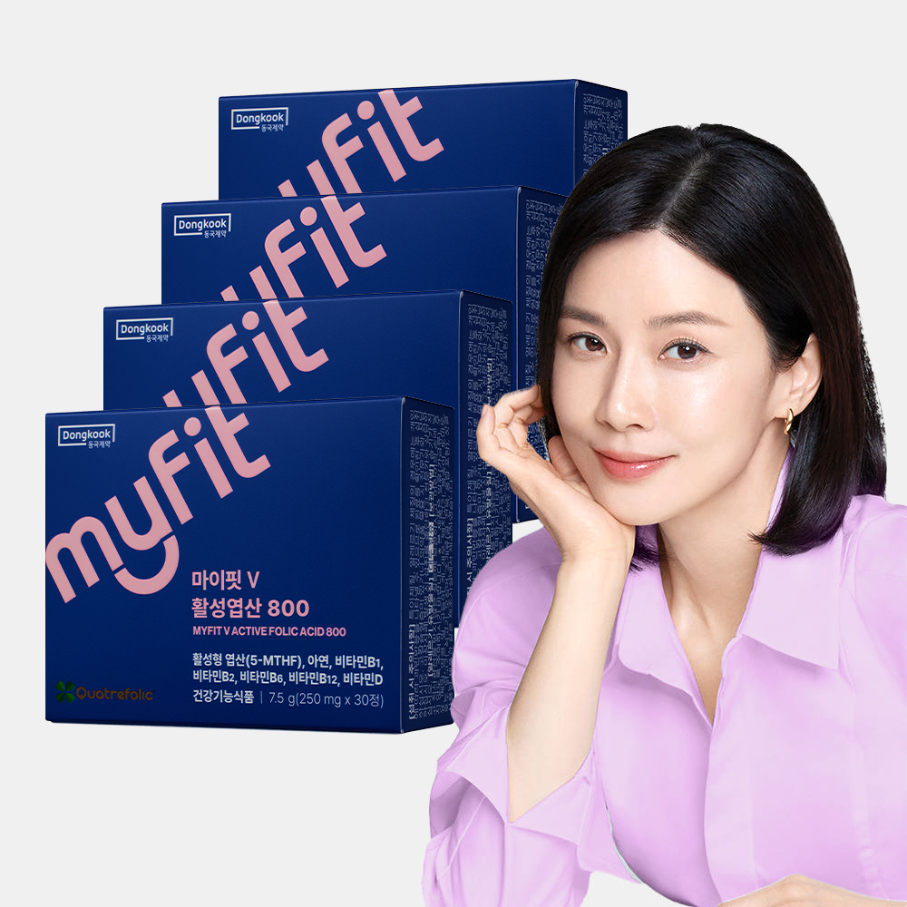 [3+1] 동국제약 마이핏 V 활성<b>엽산</b> 임신준비 임산부영양제 30정, 4개